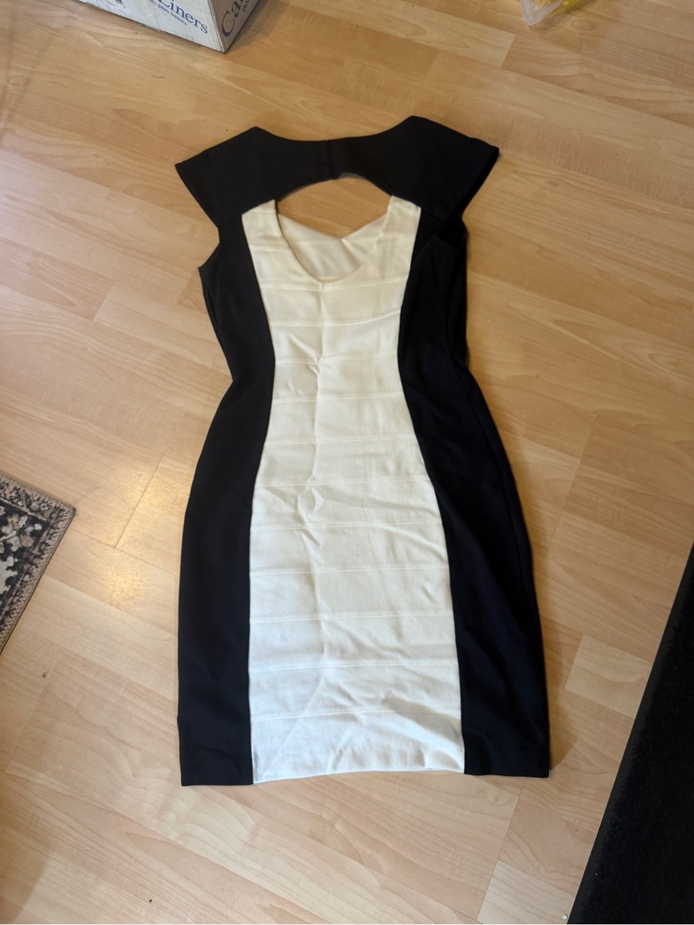 Express Black and white Colorblock Midi Dress